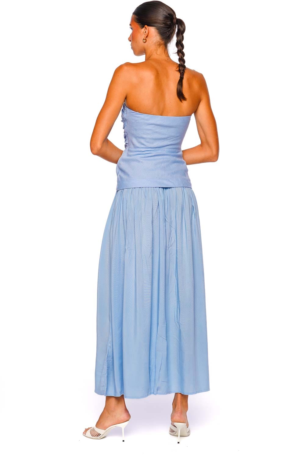 Faithfull The Brand Hedy Mineral Blue Strapless Maxi Dress
