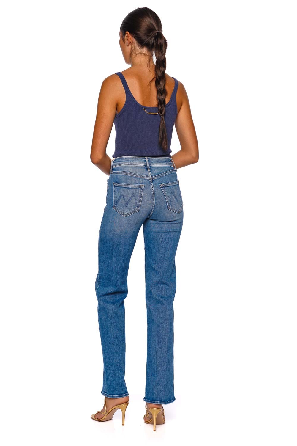 MOTHER Denim Fan Favorite Straight-Leg Jeans Medium Wash