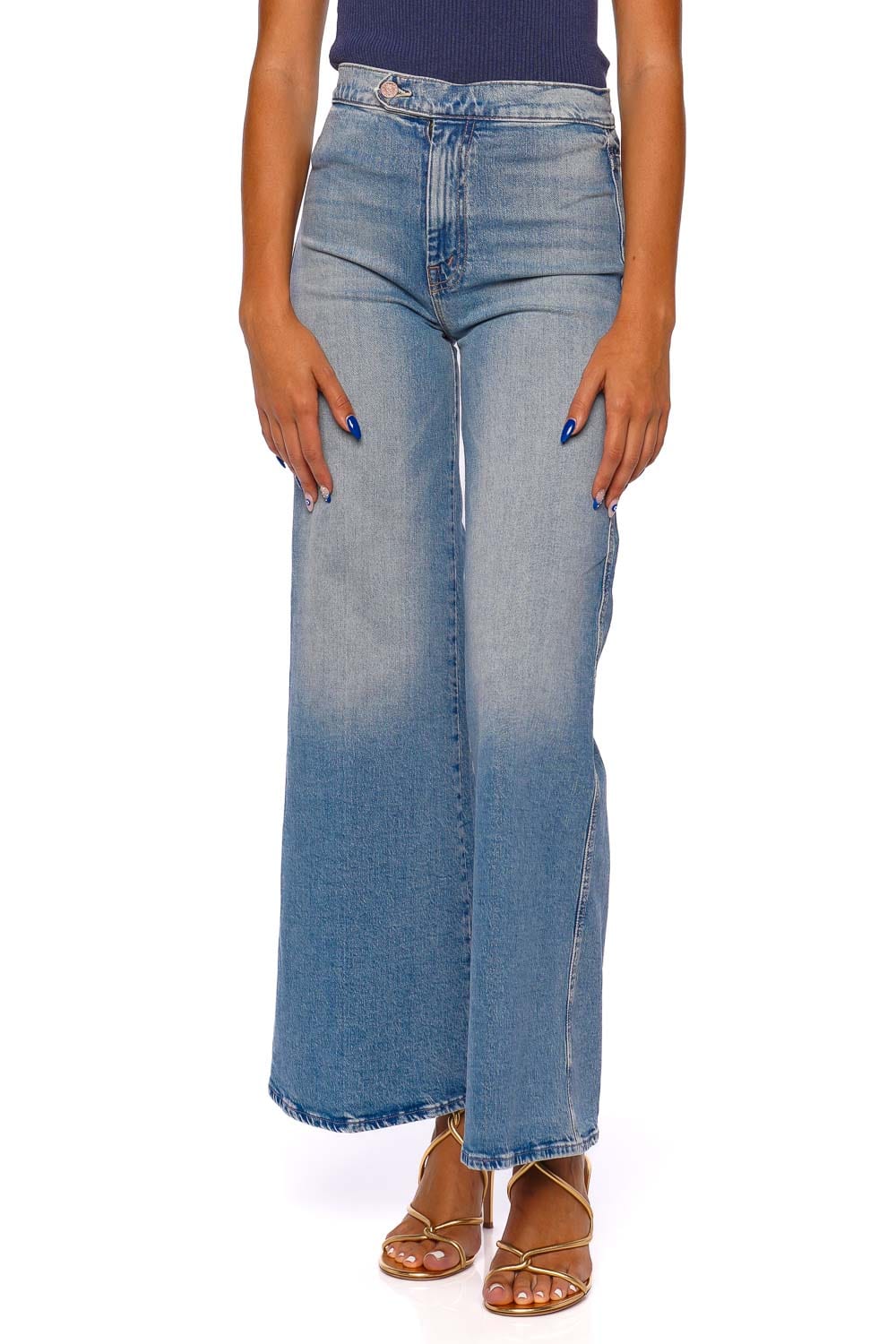 MOTHER Denim Tab Roller Skimp High-Waist Wide-Leg Jeans Blue