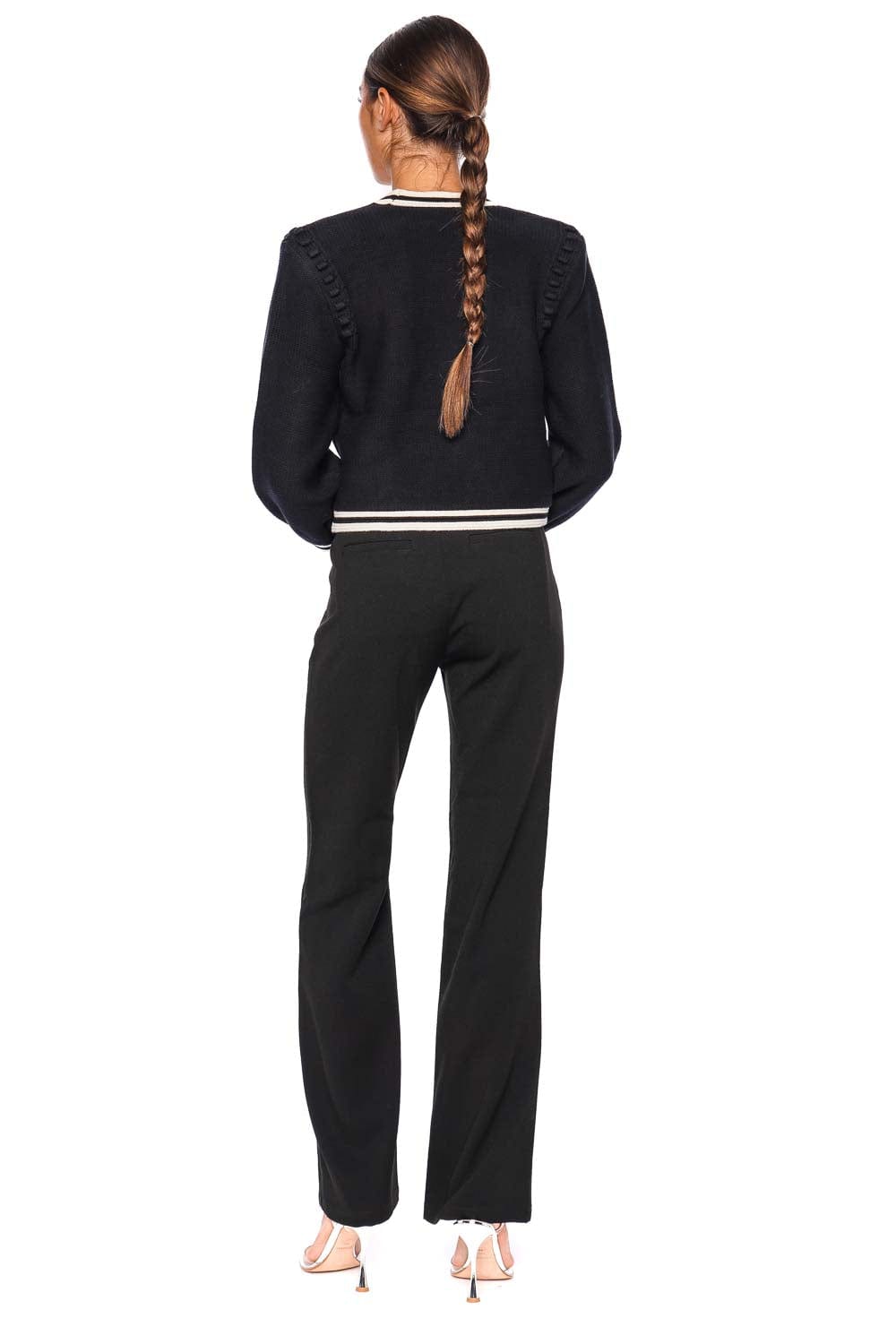 L'AGENCE Kaito Ivory Trim Cropped Cardigan