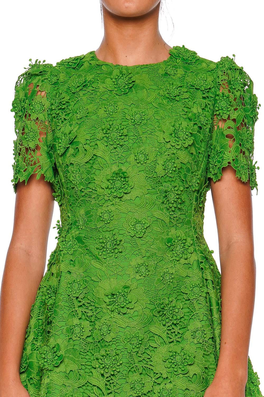 LEO LIN Elyse Fern Lace Short Sleeve Mini Dress