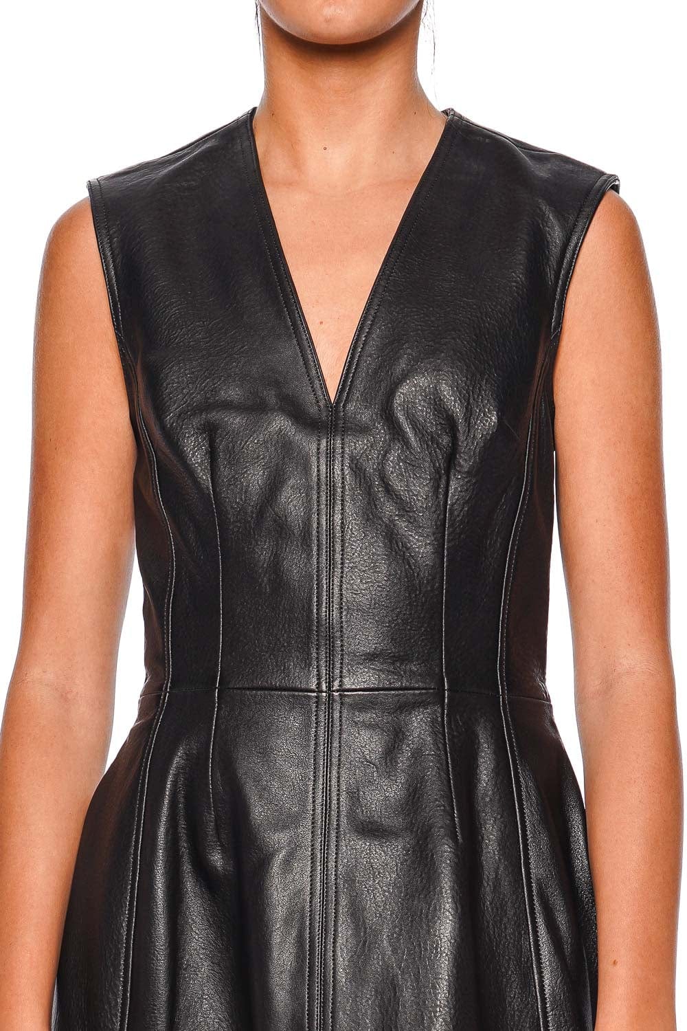 SIMKHAI Juliette Black Sleeveless Leather Mini Dress