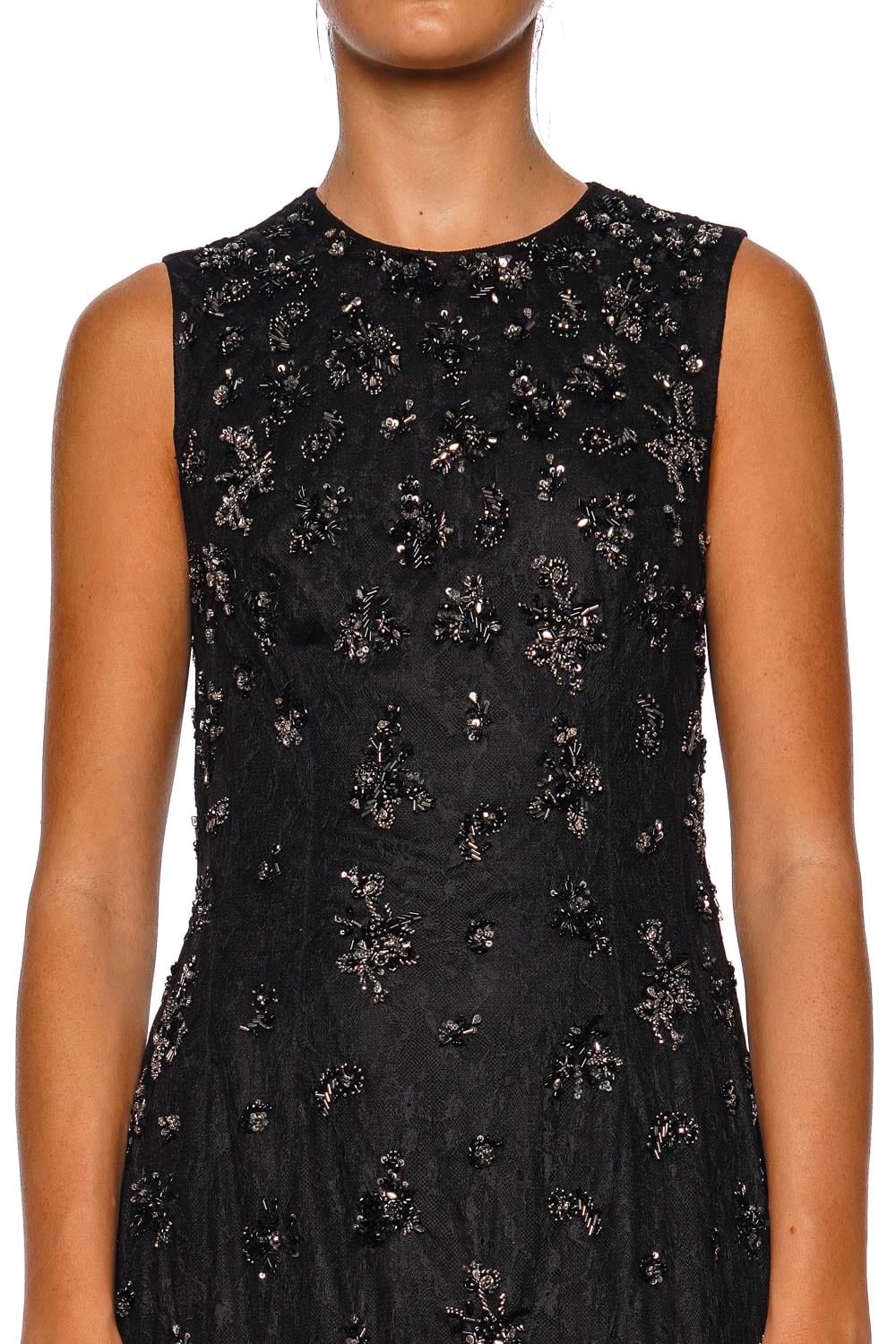 SIMKHAI Evelina Black Sleeveless Embellished Mini Dress