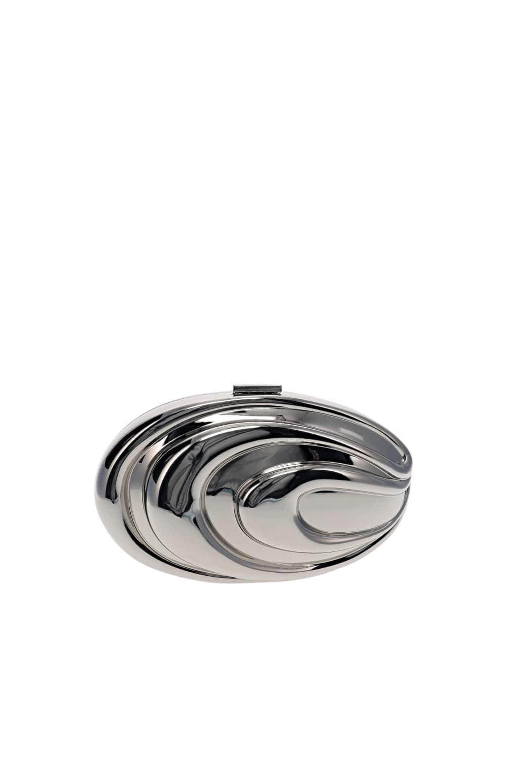 SIMKHAI Inez Sculptural Silver Metal Clutch