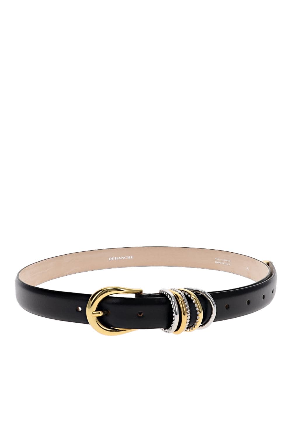 Déhanche Hollyhock Mixed Metal Jewel Black Leather Belt