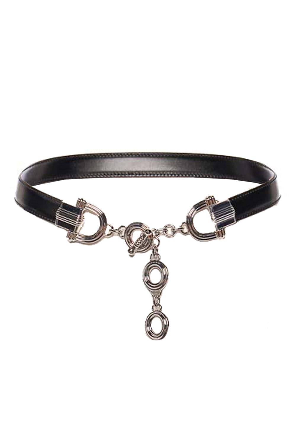Déhanche Elysées Chain Link Black Leather Belt