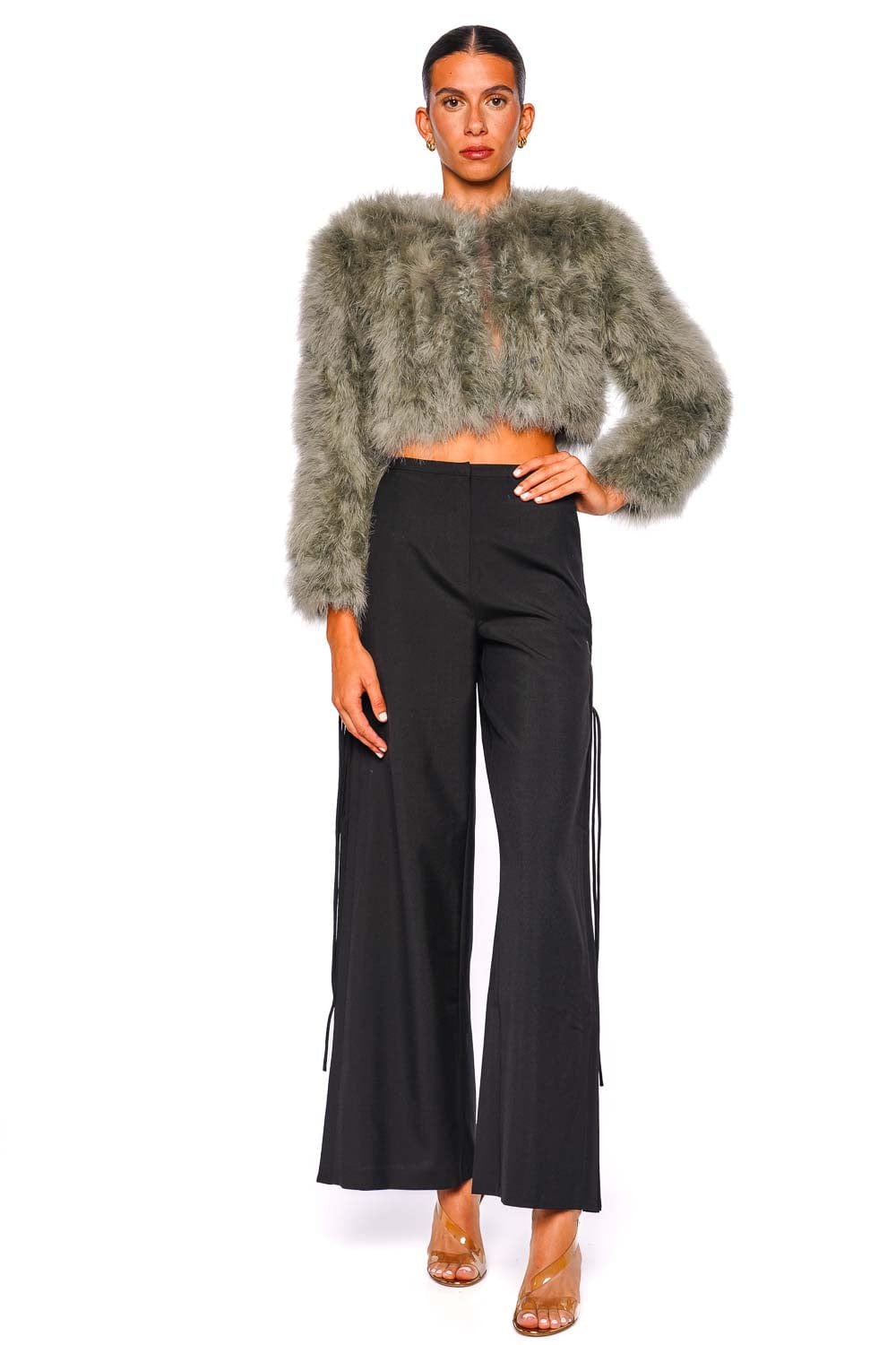 Bubish Manhattan Sage Feather Cropped Jacket