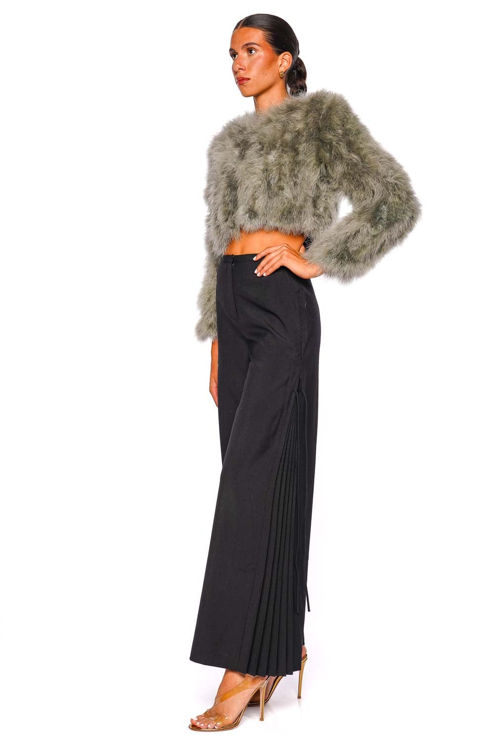 Bubish Manhattan Sage Feather Cropped Jacket