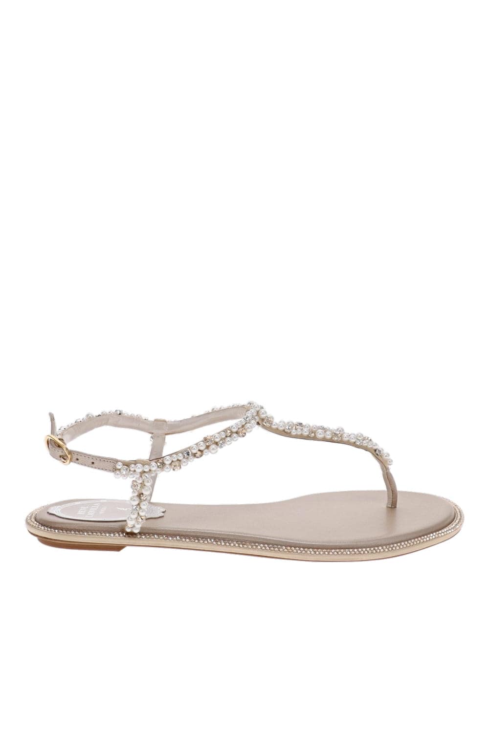 RENE CAOVILLA Diana Crystal Pearl Embellished Flat Sandals