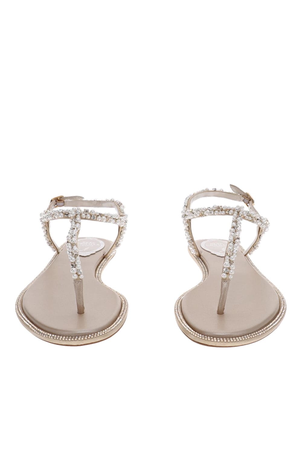 RENE CAOVILLA Diana Crystal Pearl Embellished Flat Sandals