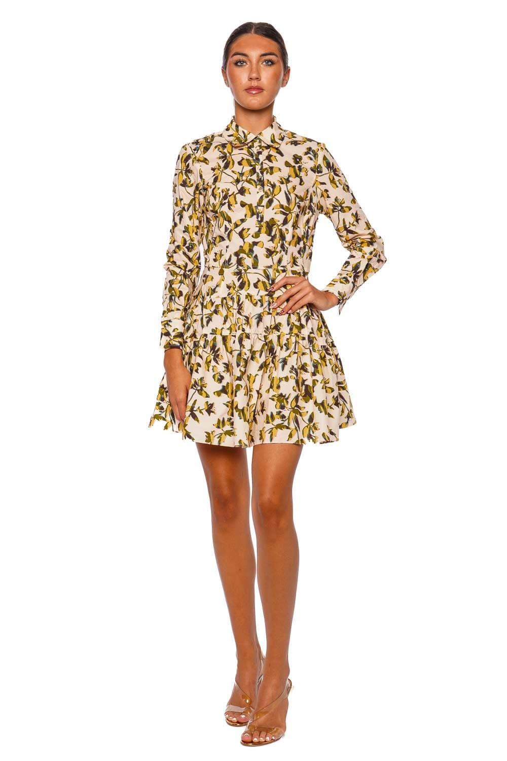 Ulla Johnson Nanette Floral Long Sleeve Mini Dress in Ivory