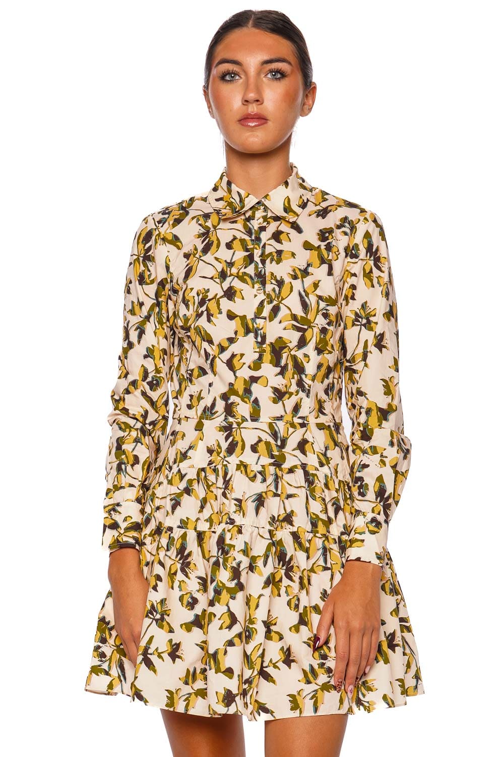 Ulla Johnson Nanette Floral Long Sleeve Mini Dress in Ivory