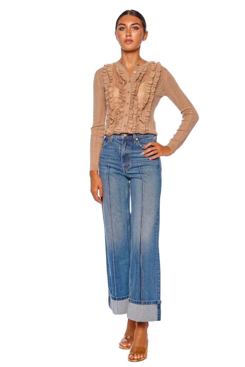 Ulla Johnson Maryel Camel Melange Long Sleeve Knit Cardigan