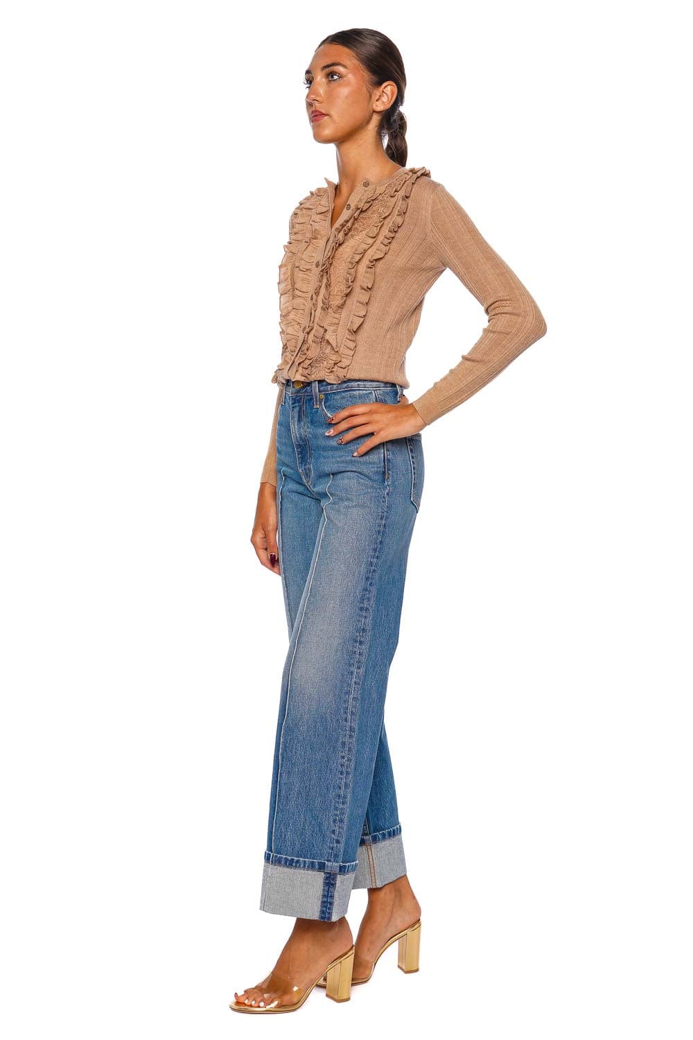 Ulla Johnson Maryel Camel Melange Long Sleeve Knit Cardigan