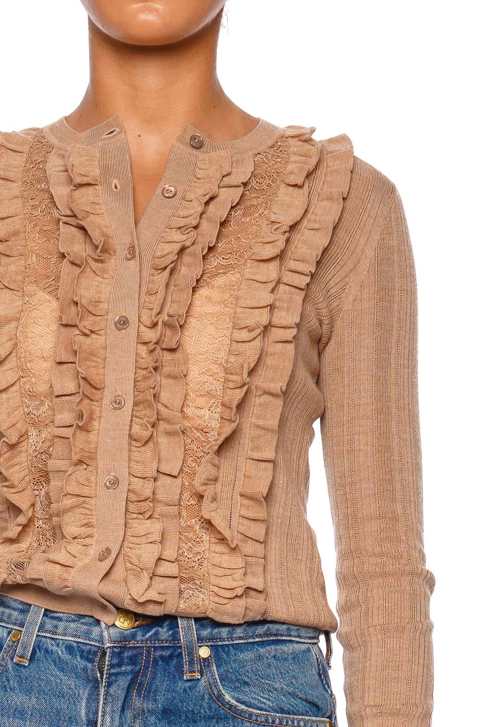 Ulla Johnson Maryel Camel Melange Long Sleeve Knit Cardigan