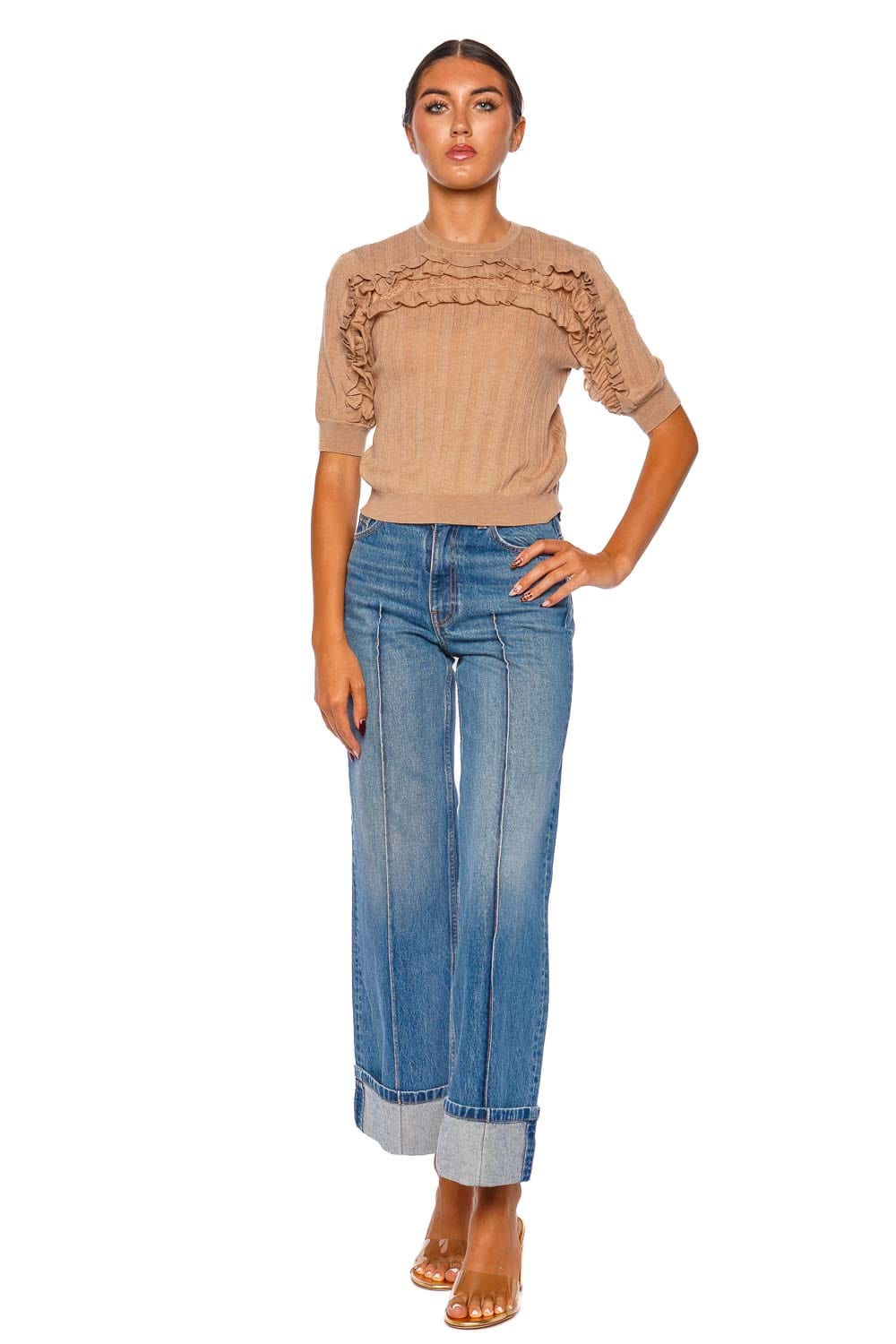 Ulla Johnson Genevieve Danube High Rise Wide Leg Jeans