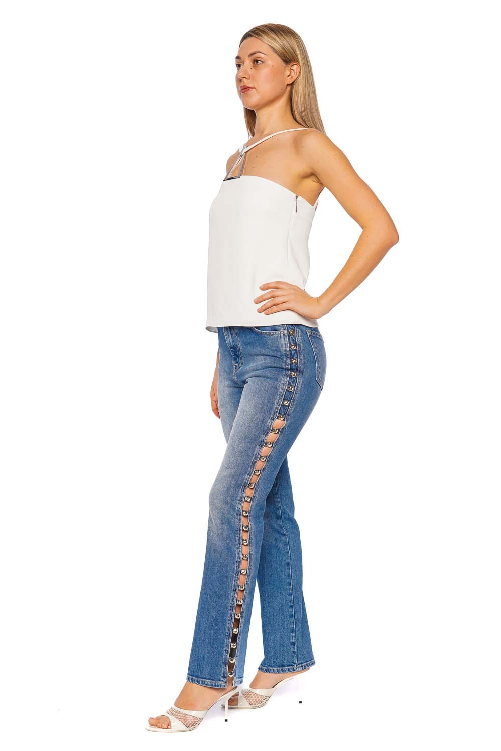 16ARLINGTON Ivia Bianco Cross-Back Strap Top