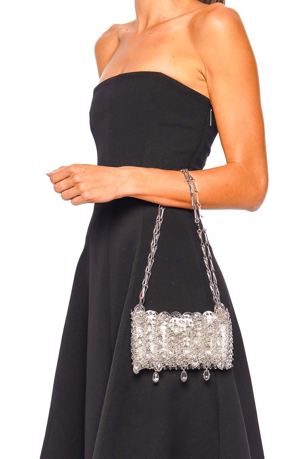 Rabanne SAC A MAIN Silver Metallic Chain Strap Evening Bag