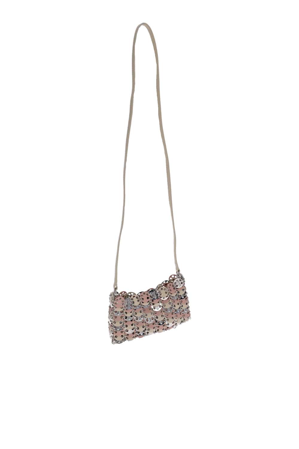 Rabanne 1969 Pink Mixed Leather Disc Crossbody Bag