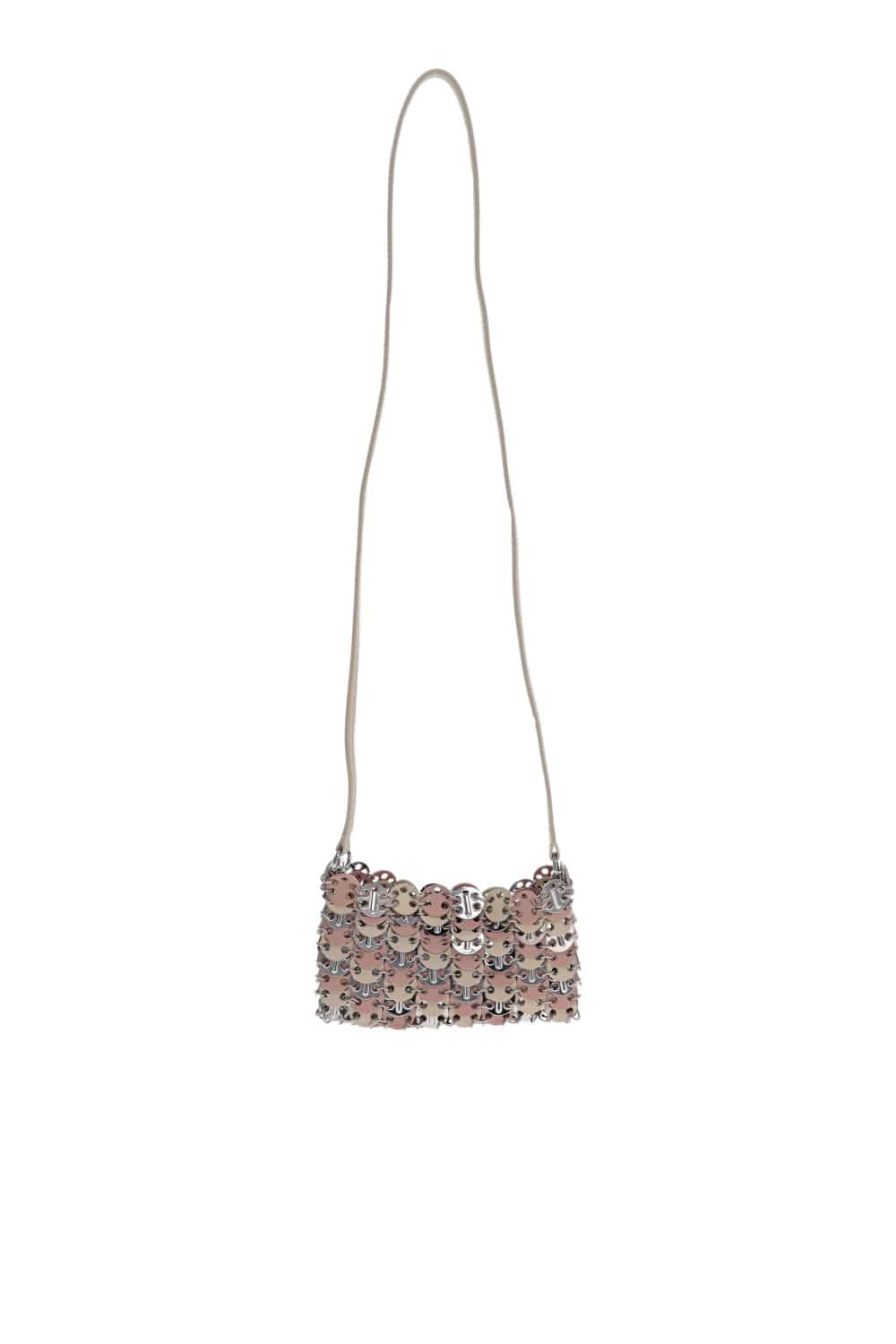 Rabanne 1969 Pink Mixed Leather Disc Crossbody Bag