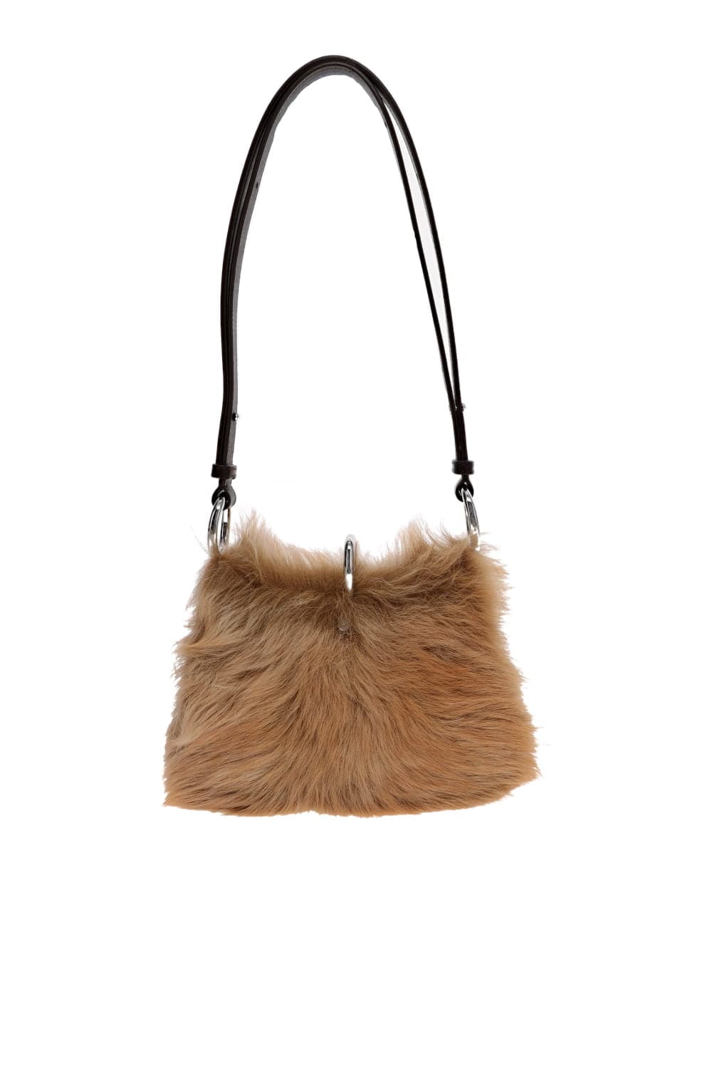 Rabanne Small Ring Fur Leather Shoulder Bag