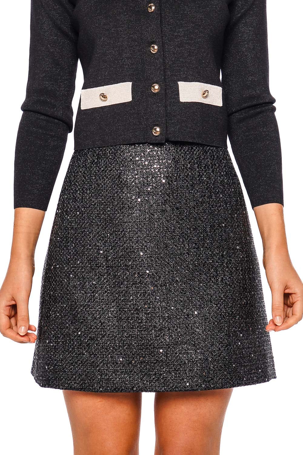 Carolina Herrera Black Sparkle Mini Skirt