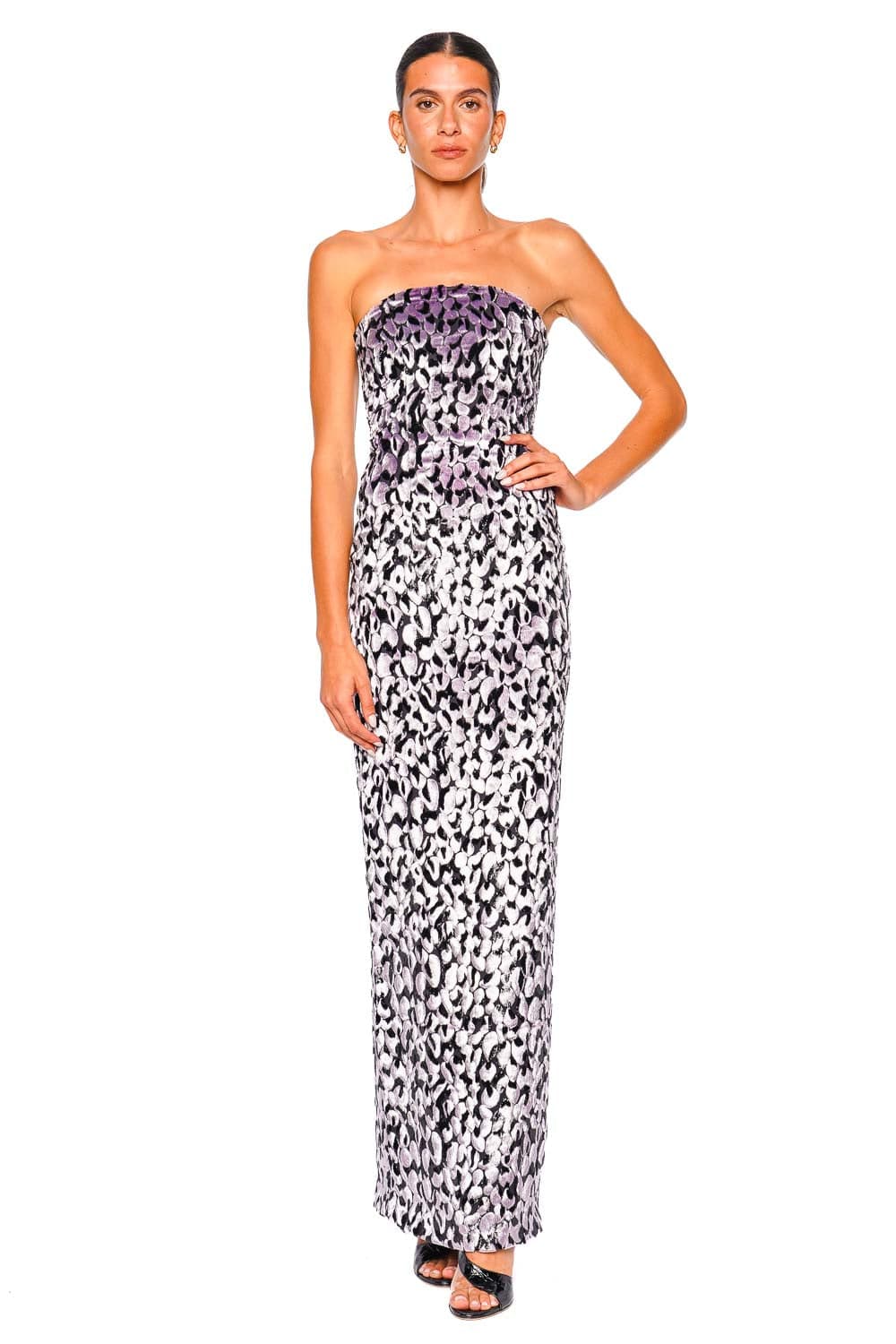 16ARLINGTON Minelli Lilla Strapless Printed Midi Dress