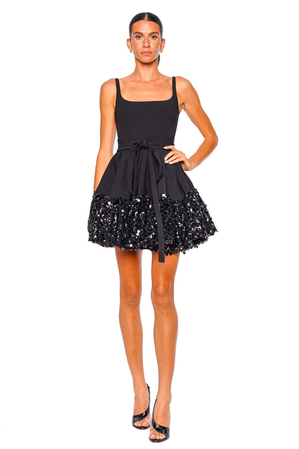 16ARLINGTON Drina Mini Dress with Sequined Black Skirt