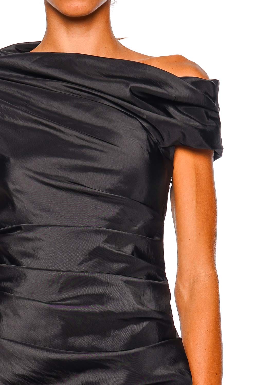 SIMKHAI Ammalie Black Off-Shoulder Combo Midi Dress