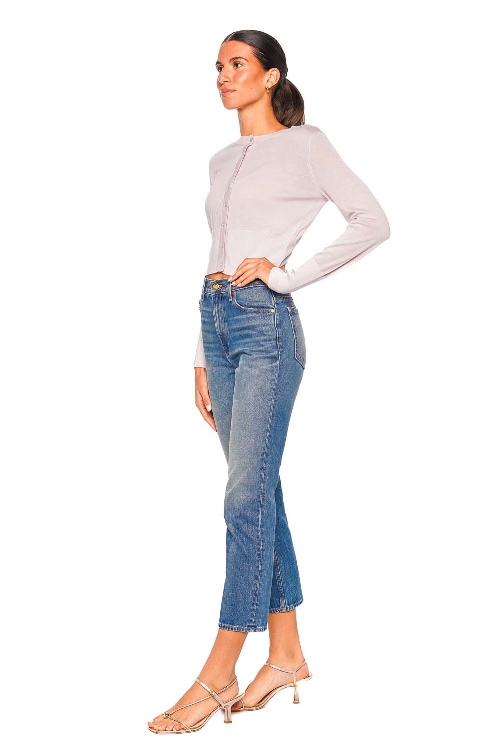 LoveShackFancy Lilac Long Sleeve Cropped Cardigan