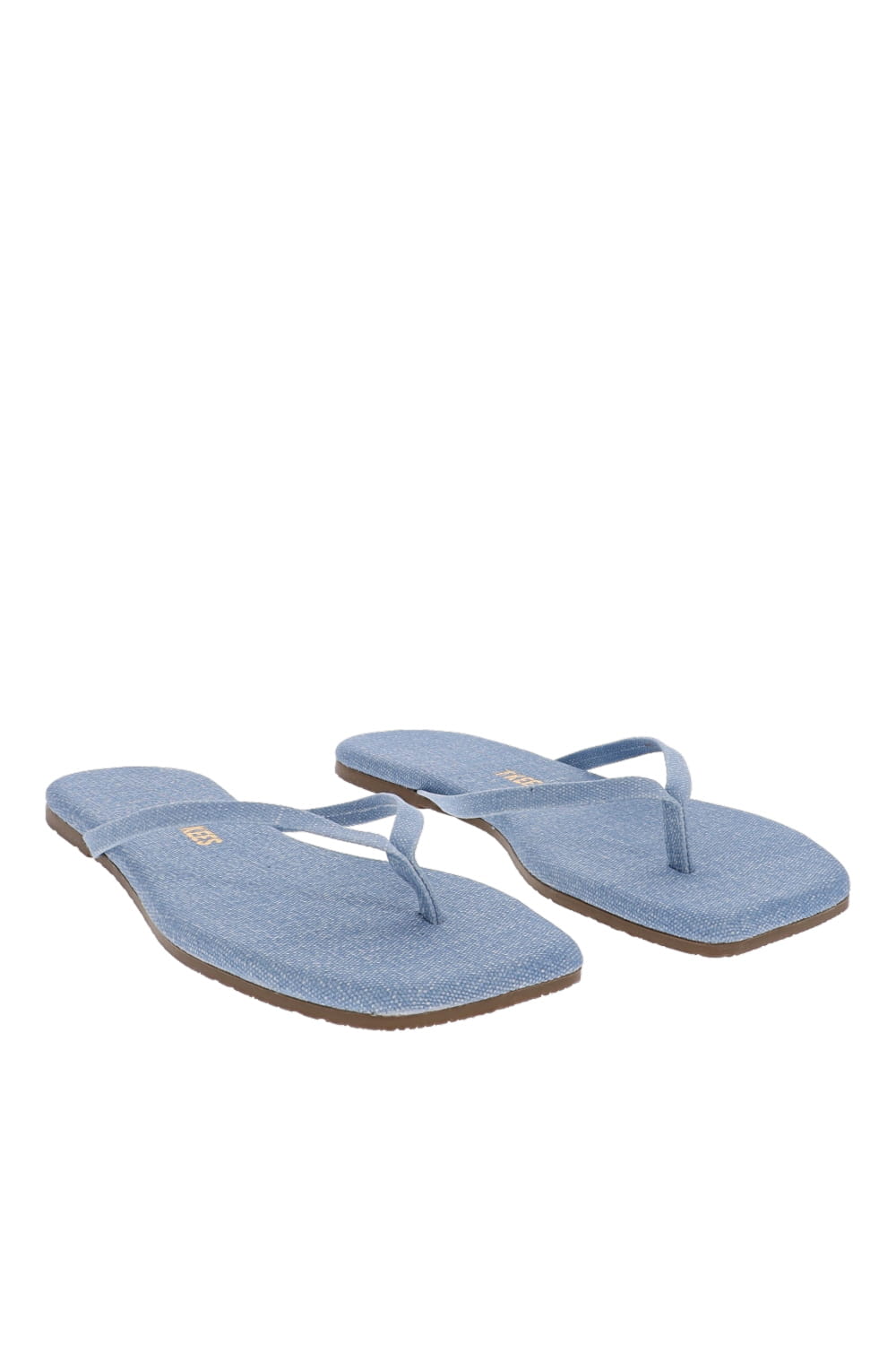 TKEES Lily Washed Denim Square Toe Sandals