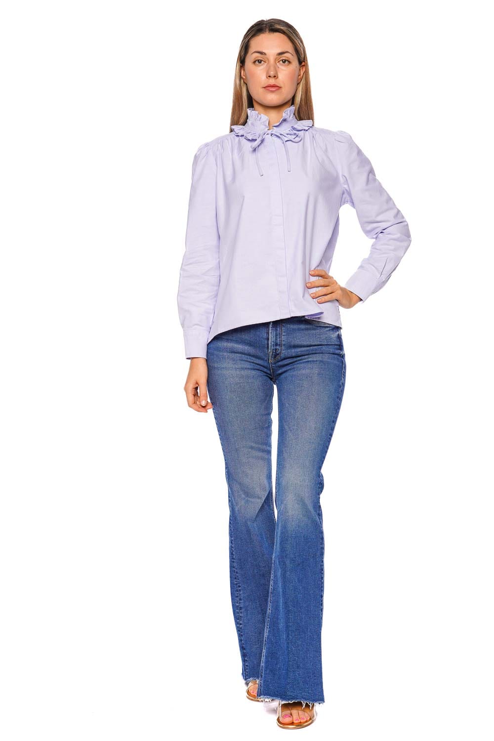 Calista Frilled Collar Cotton Button Down Shirt