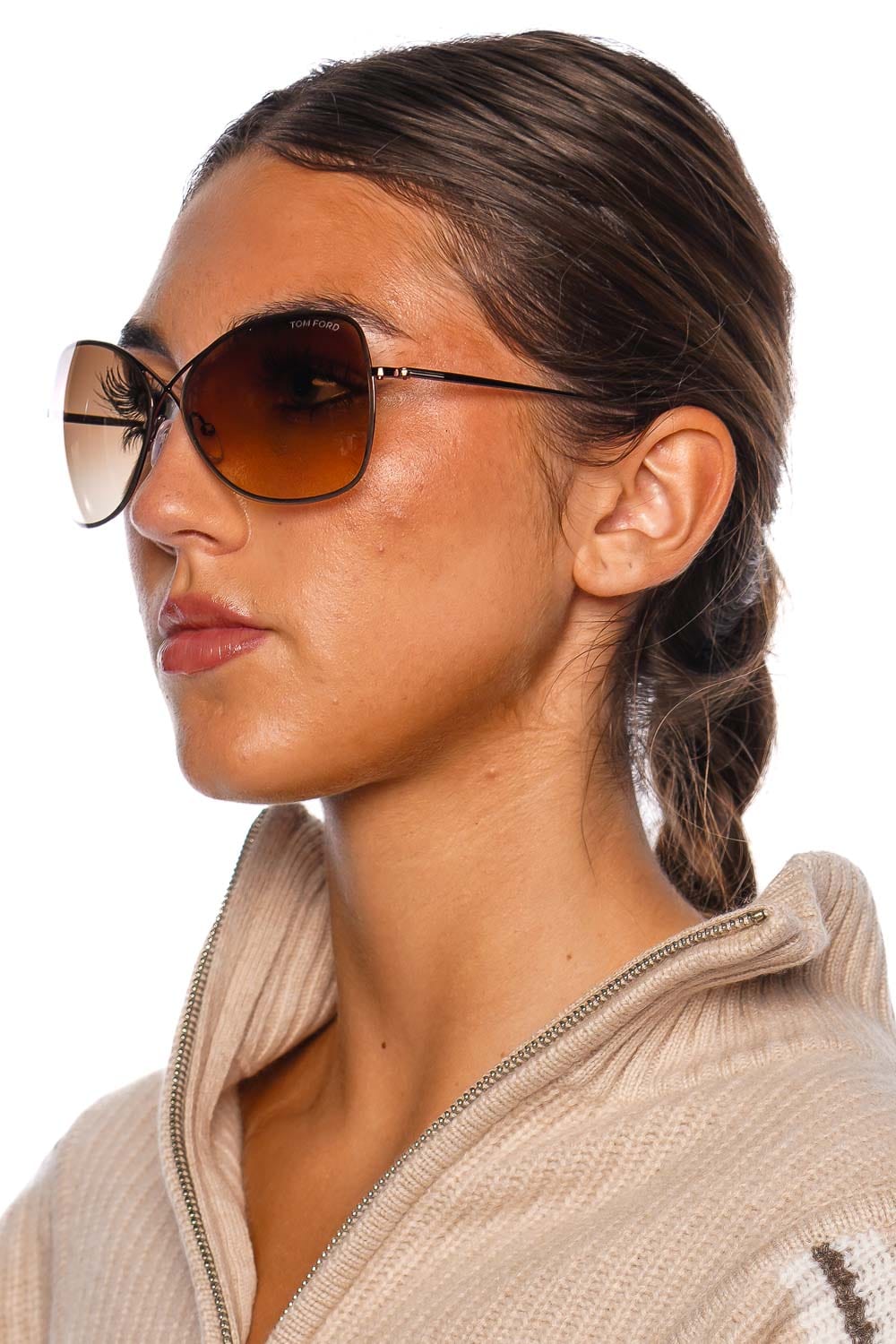 Tom Ford Eyewear FT0250 Metal Aviator Sunglasses Brown Gradient Lenses