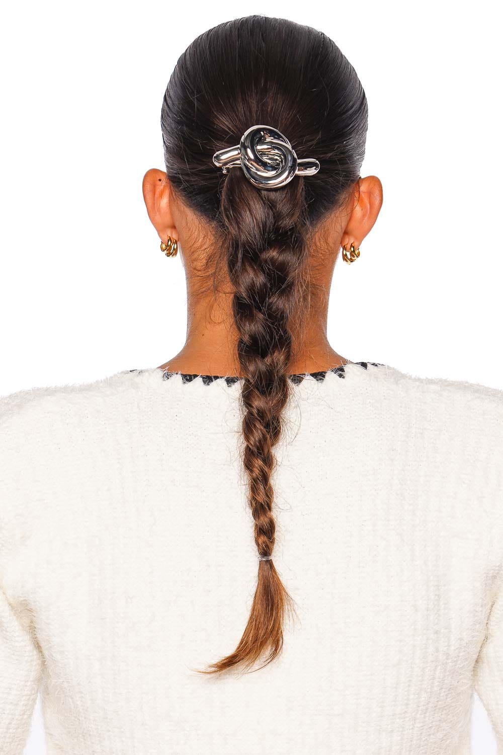 Lelet NY Glossy Rhodium Knot Barrette
