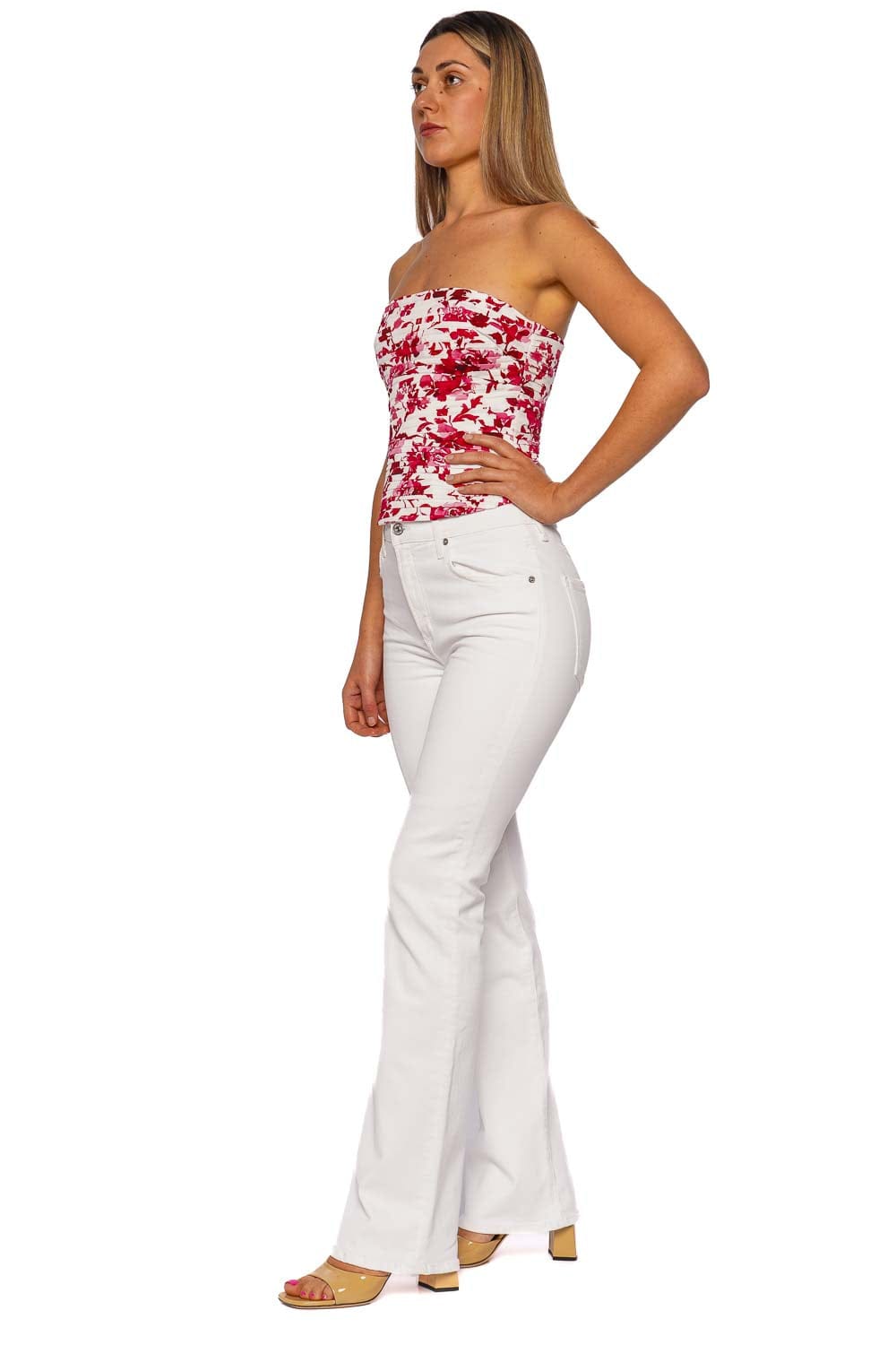 Aje. Sunbeam Red Floral Strapless Bustier