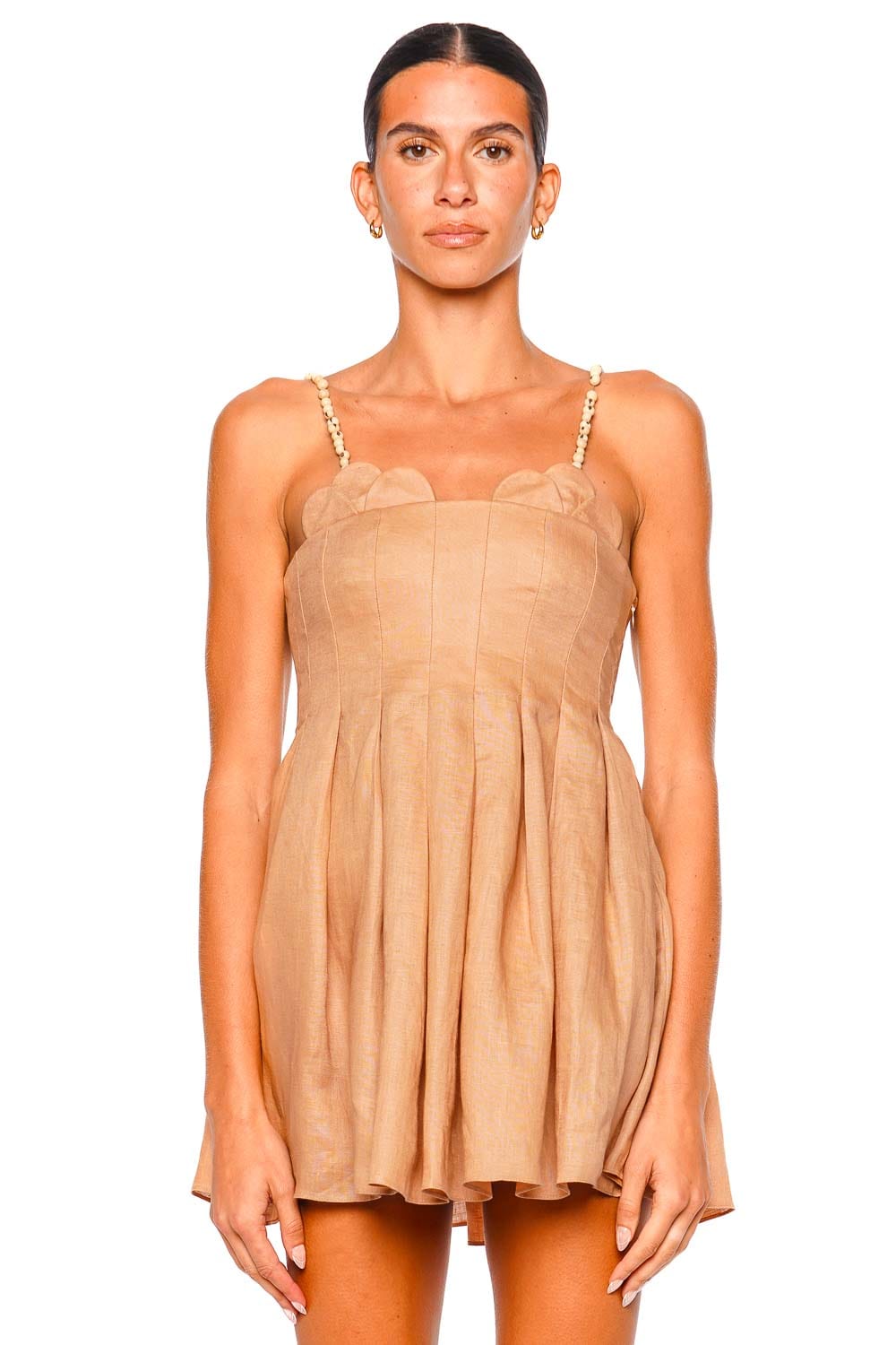 Azulu Naila Almond Mini Dress with Beaded Straps
