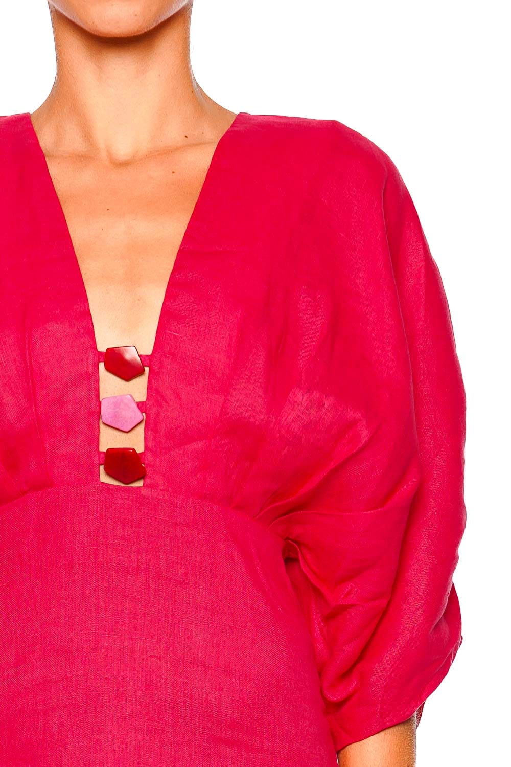 Azulu Abella Raspberry Puff Sleeve Mini Dress