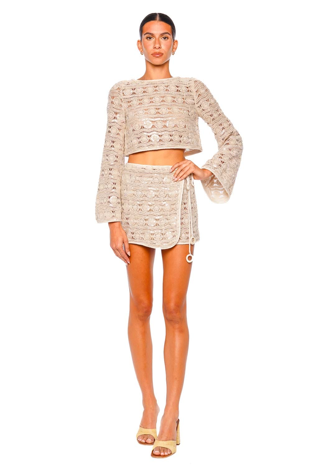Azulu Nico Ecru Lace Wrap Mini Skirt