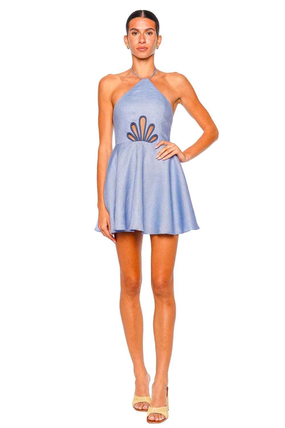 Azulu Perlia Hortensia Blue Halter Mini Dress Azulu Perlia Hortensia Blue Halter Mini Dress