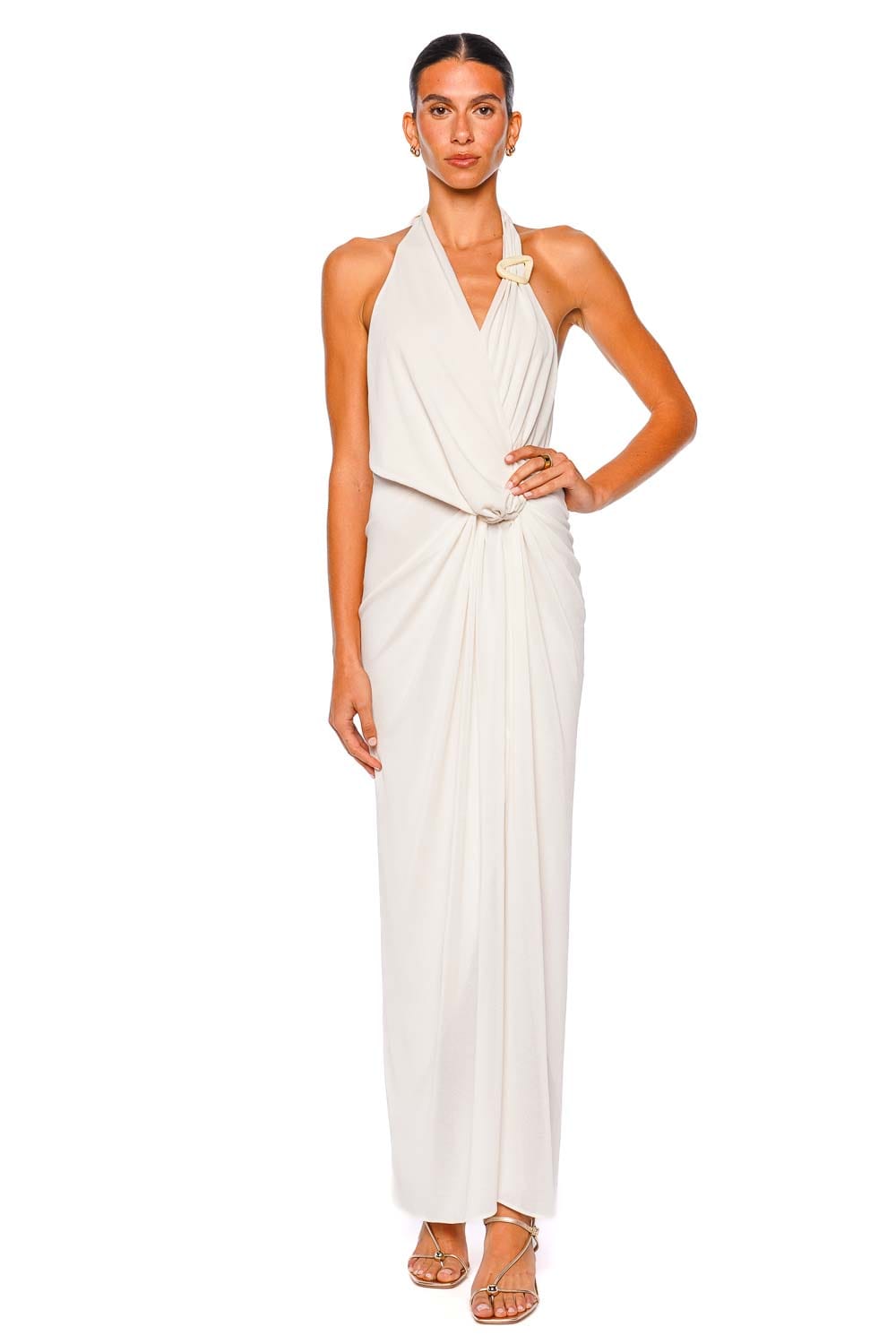 BAOBAB Liz Ivory Halter Neck Maxi Dress