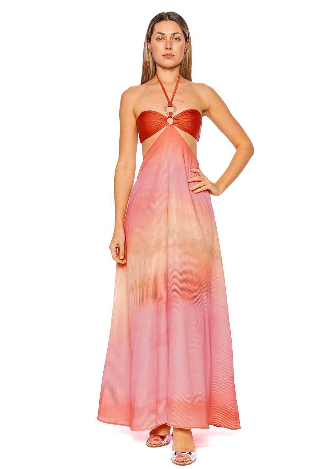 Baobab Yvon Coral Reef Halter Maxi Dress