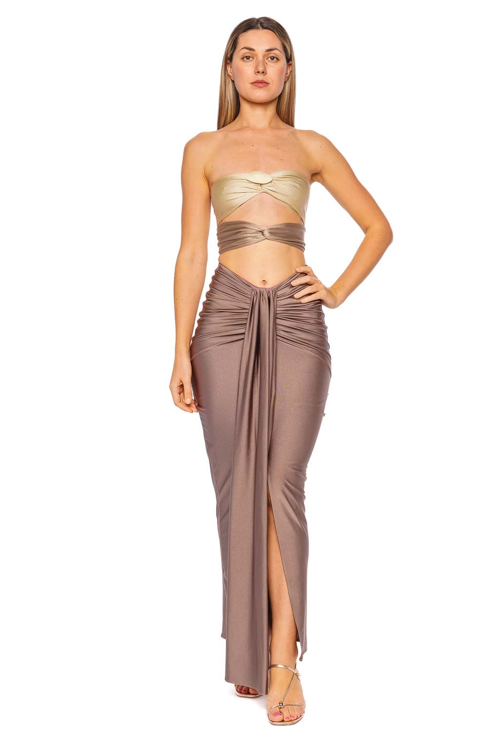 Baobab Giselle Terra Strapless Knotted Maxi Dress