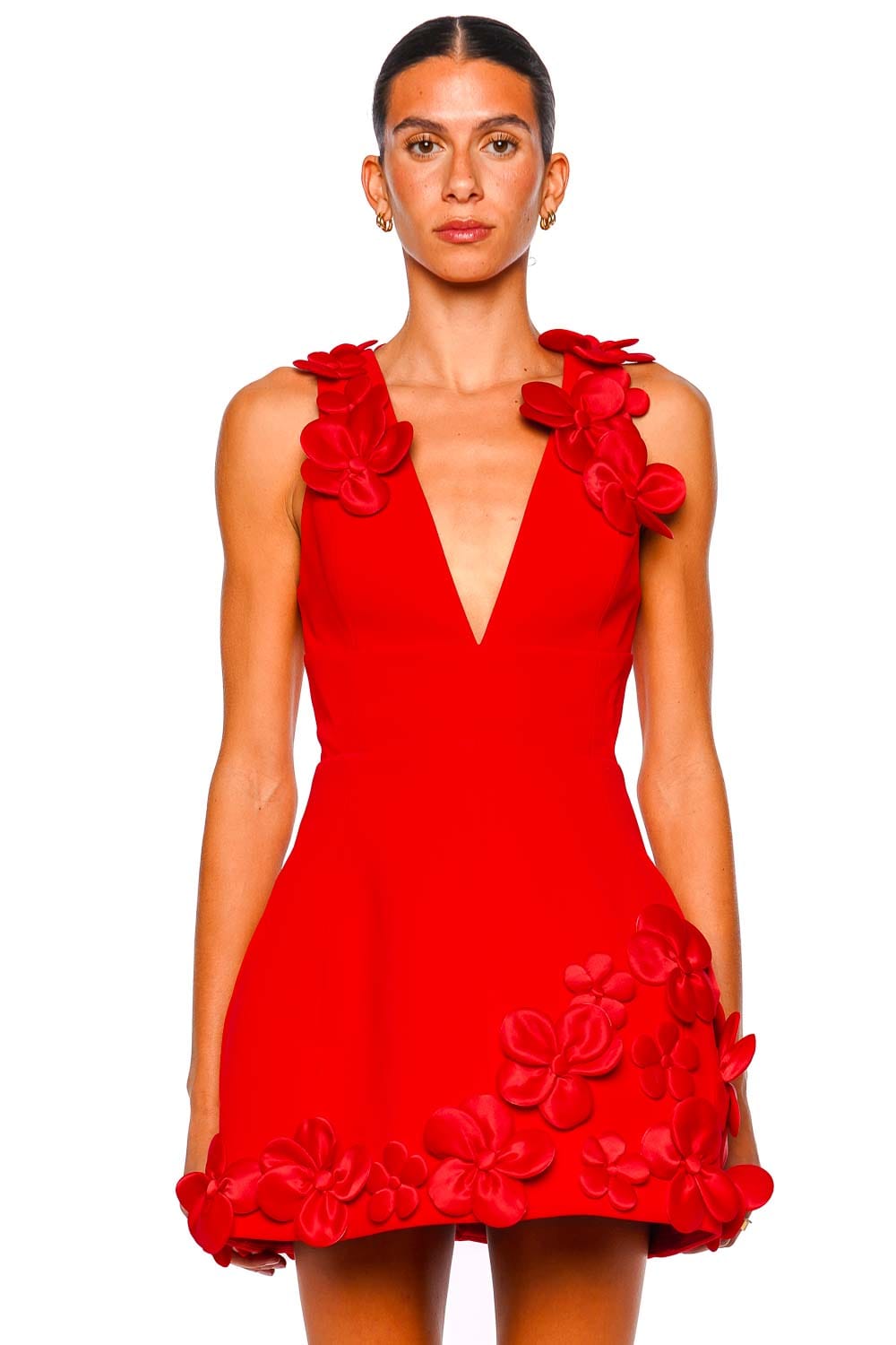 Bronx and Banco Estelle Red Floral Sleeveless Mini Dress