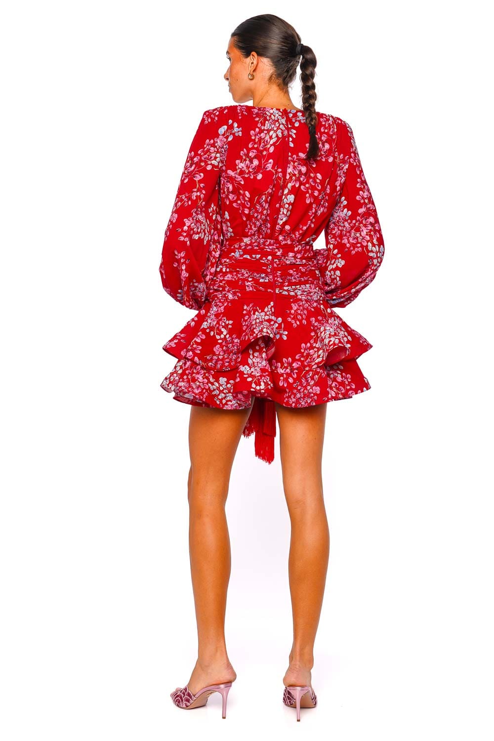 Bronx and Banco Bedouin Red Multi Long Sleeve Mini Dress