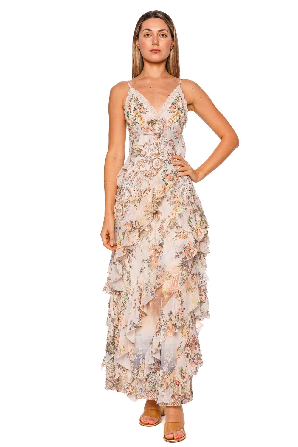 Camilla Twilight in Istanbul Ruffled Slip Maxi Dress