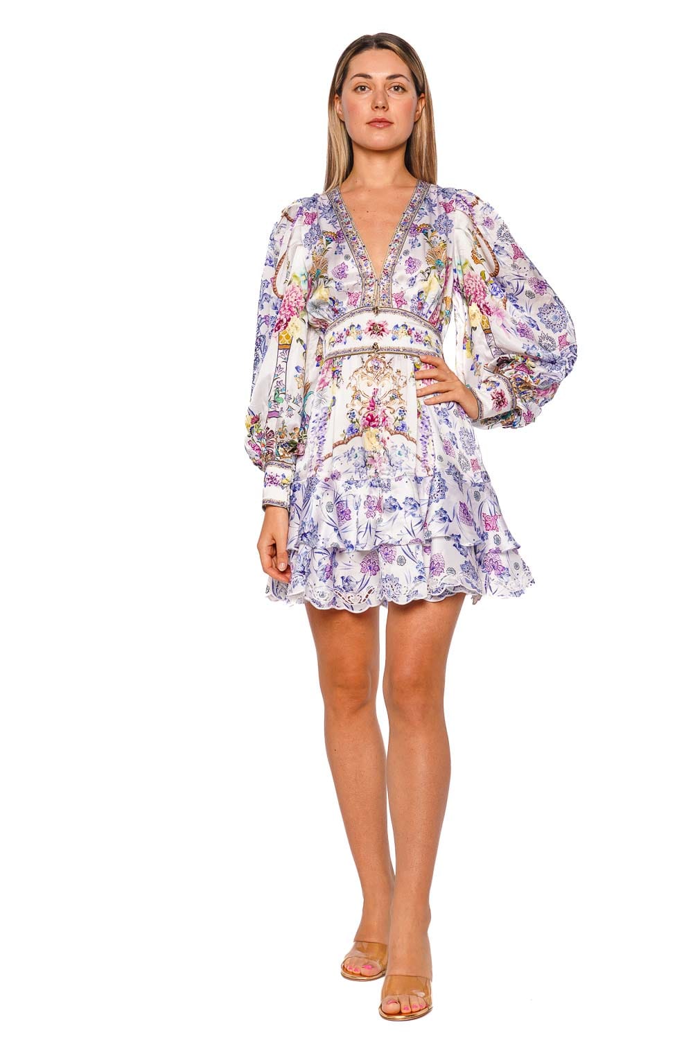 Camilla All About That Lace Long Sleeve Buttoned Mini Dress