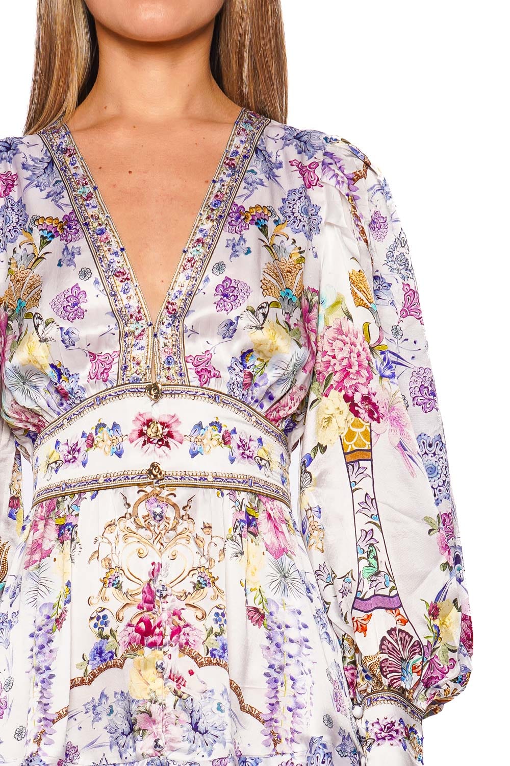 Camilla All About That Lace Long Sleeve Buttoned Mini Dress