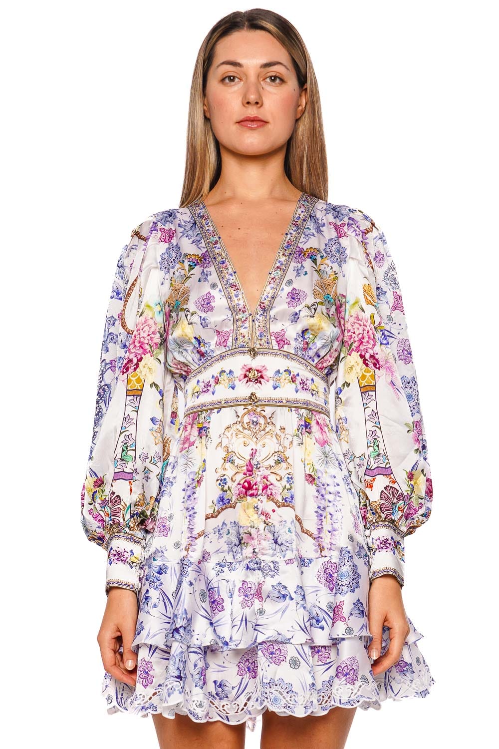 Camilla All About That Lace Long Sleeve Buttoned Mini Dress