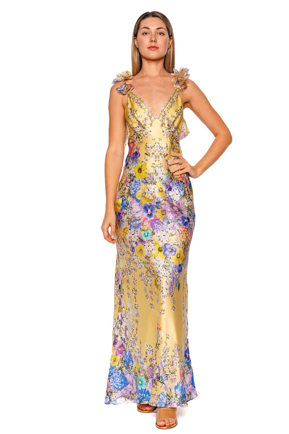 Camilla Darling Buds Frilled Bias Silk Slip Dress