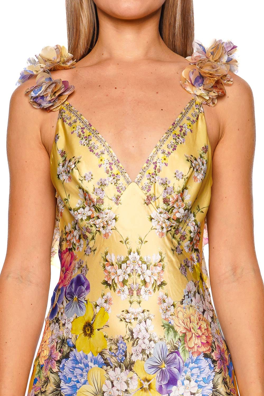 Camilla Darling Buds Frilled Bias Silk Slip Dress
